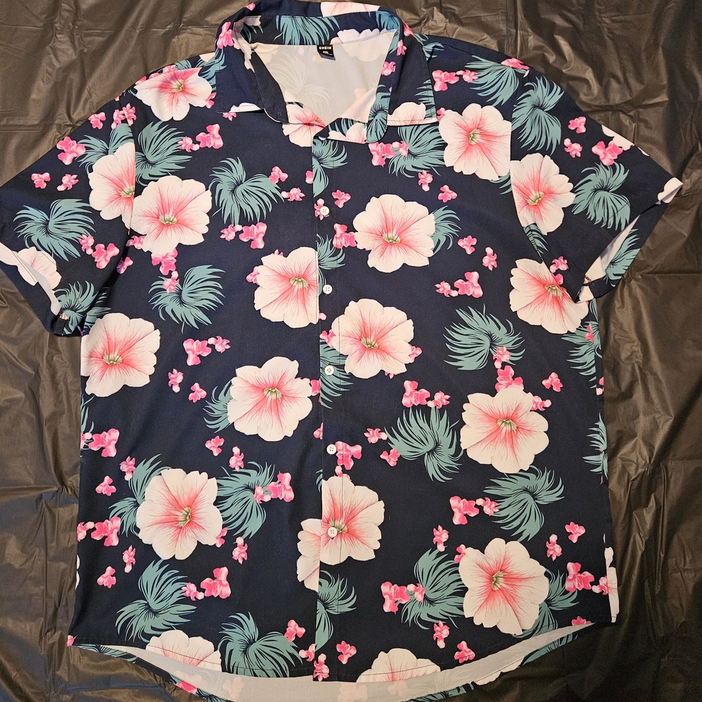 Matching Outfit Floral Navy, Pink and Green Men's Shirt & Shorts